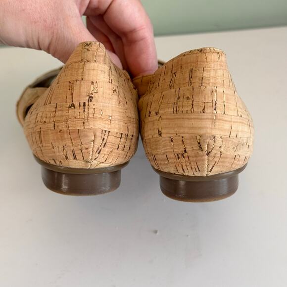 Van Eli Women 11.5 Brown Natural Cork Peep Toe Flat Slip On Casual Cutout Sandal - Picture 7 of 12